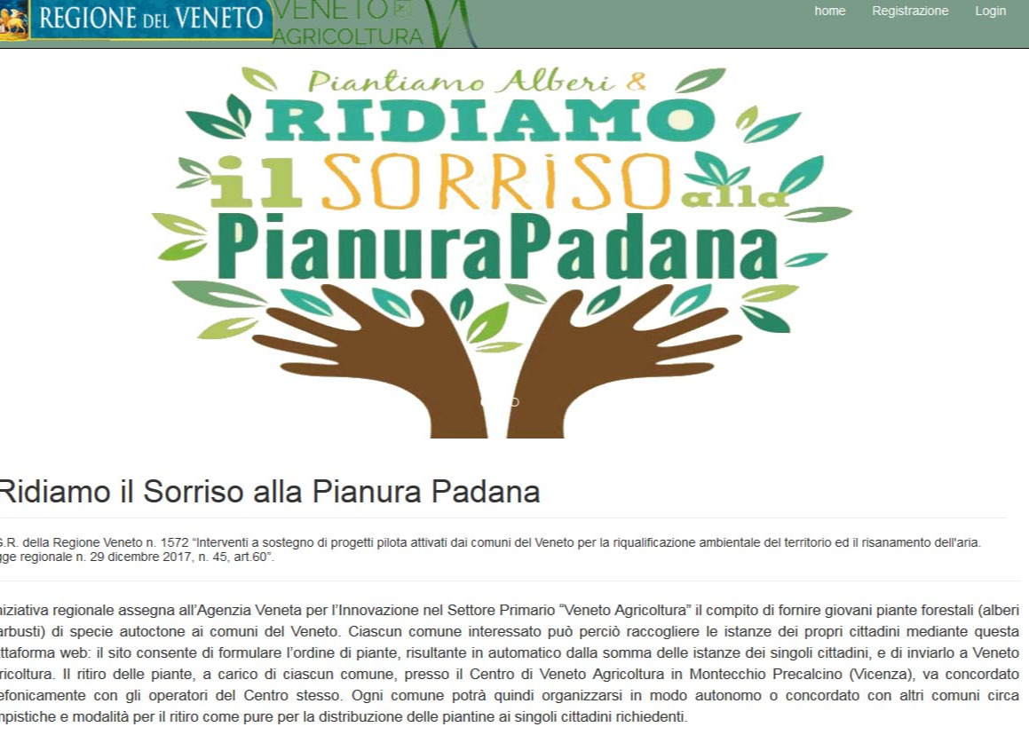 L'ASSESSORE ALL'AMBIENTE DOTT.SSA ALESSANDRA BERGAMIN INFORMA LA CITTADINANZA CHE IL COMUNE HA RINNOVATO L'ADESIONE AL PROGETTO "RIDIAMO IL SORRISO ALLA PIANURA PADANA " DI VENETO AGRICOLTURA ANNO 2021/2022.